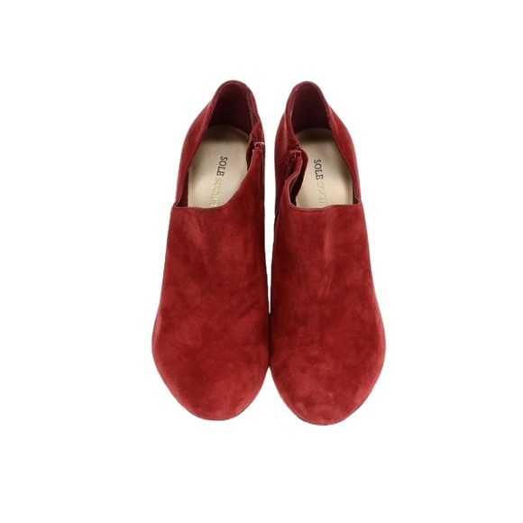 SOLE SOCIETY Womens Helena Red
Suede Stiletto Ankle Zip Booties Shoes / 8M/38 - Picture 5 of 10